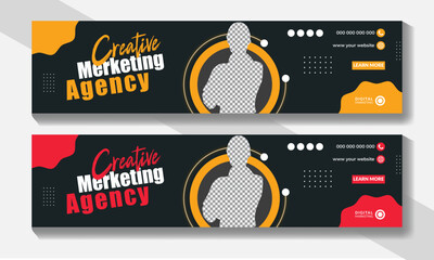 Corporate business linkedin banner design with geometric shapes. Banner, header, cover design
