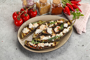 Grilled eggplant with feta cheese