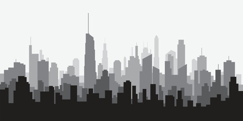 Modern City Skyline on white background. Real estate business concept.