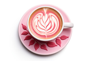 Top view of a pink latte 