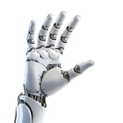 Android Robot Hand Waving Isolated