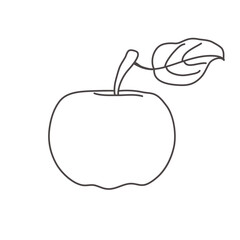 Vector coloring book, hand drawn apple isolated on white background.