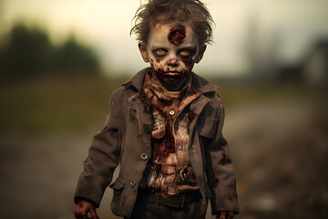 Obraz premium portrait of a little boy wearing halloween zombie costume