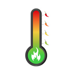 Scoville pepper heat scale low to extra spicy hot flat on white background. Sharpness indicator. Vector illustration