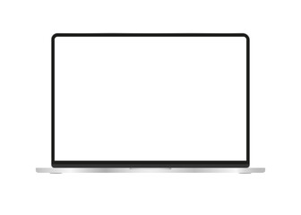 Realistic Silver Notebook with Blank Screen. 16 inch Scalable Laptop computer. Can be Used for Project, Presentation. Blank Device Mock Up. Separate Groups and Layers. Vector illustration