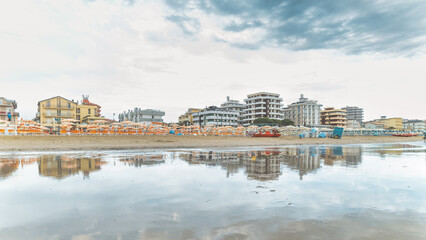 Adriatic coast in Italy at low tide