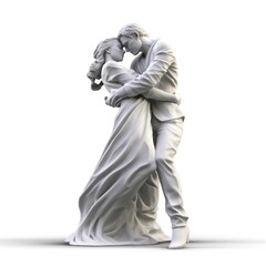 statue of a couple in white background