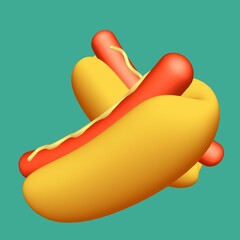 Hotdog fast food. 3d render