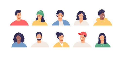 Different people faces user avatars set
