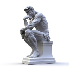 statue of a thinking person in white background