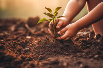 hands of child grow seeding
