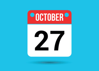 October 27 Calendar Date Flat Icon Day 27 Vector Illustration