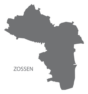 Zossen German city map grey illustration silhouette shape