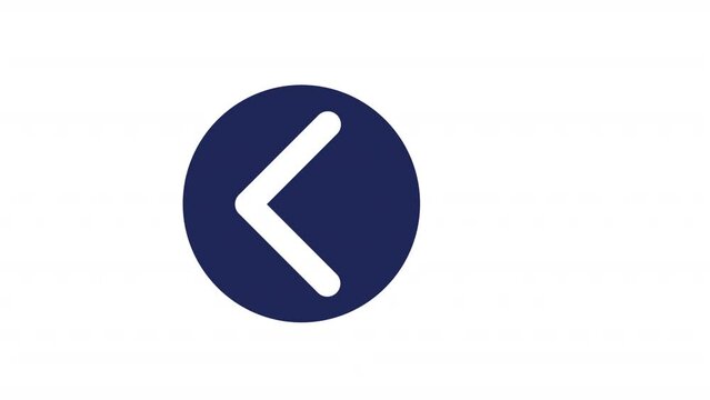 Animated left arrow solid ui icon. Direction button. Website navigation. App element. Looped HD video with alpha channel transparency. Isolated glyph symbol animation on white space for web, mobile