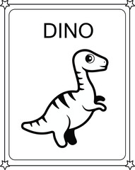 vector graphic illustration of Cute Funny Dinosaur for education children's coloring book