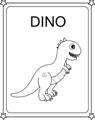 vector graphic illustration of Cute Funny Dinosaur for education children's coloring book