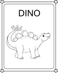 vector graphic illustration of Cute Funny Dinosaur for education children's coloring book
