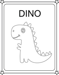 vector graphic illustration of Cute Funny Dinosaur for education children's coloring book