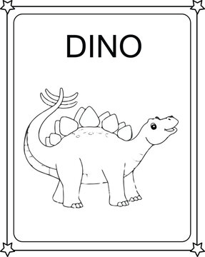 vector graphic illustration of Cute Funny Dinosaur for education children's coloring book