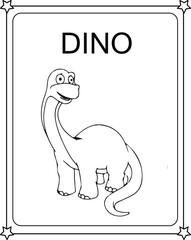 vector graphic illustration of Cute Funny Dinosaur for education children's coloring book