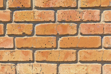 red bricks of the old wall. close-up.