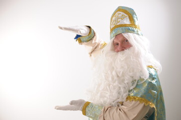 Sinterklaas portrait. USA on white background. Dutch Santa Claus St Nicholas christmas new year...
