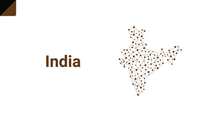 Map of India (Bharat) made from points and lines on a white background. Geopolitical connectivity technology concept.