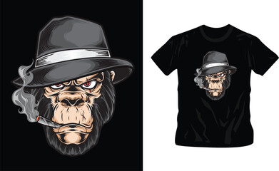 cool colorful chimpanzee monkey t-shirt design editable template