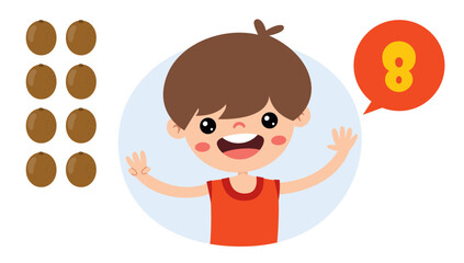 Cartoon Kid Character Counting Number