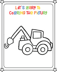 vector graphic illustration of tow car for education children's coloring book
