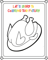 vector graphic illustration of chicken for education children's coloring book