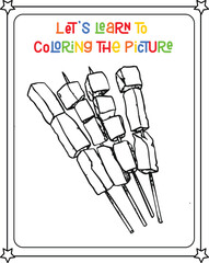 vector graphic illustration of satay for education children's coloring book