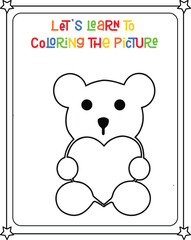 vector graphic illustration of tedy bear for education children's coloring book