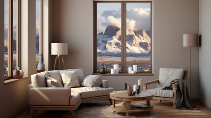 Modern Interior Design, 3D Render, 3D Illustration