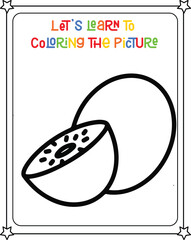 vector graphic illustration of kiwi for education children's coloring book