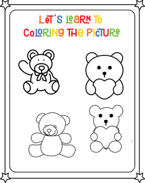 vector graphic illustration of tedy bear for education children's coloring book