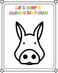 vector graphic illustration of pig for education children's coloring book