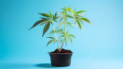 4 week old small cannabis in pot-Generative AI