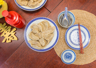 Homemade chinese dumplings, cooked in water