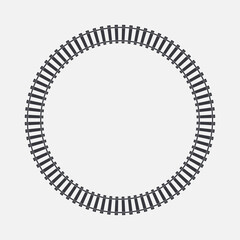 Subway track round shape. Railway travel. Vector