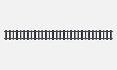 Straight railway. Travel path, train element. Railroad. vector
