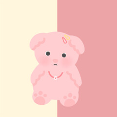 Background: pink bear alternating with cream Little Bear wears a pink and yellow hair clip. and wear a necklace