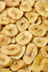 Sliced Baked Banana Chips close up