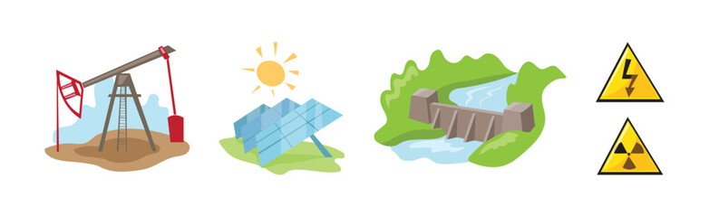 Natural Land Resources and Environment Sustainable Energy Vector Set