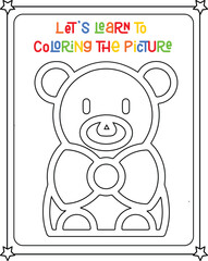 vector graphic illustration of teddy bear drawing for children's coloring book