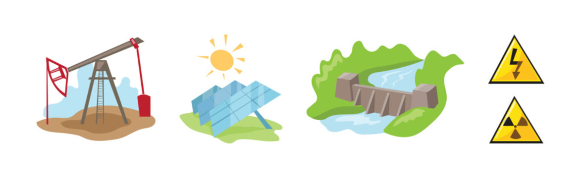 Natural Land Resources and Environment Sustainable Energy Vector Set