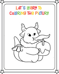 vector graphic illustration of cute monster drawing for children's coloring book