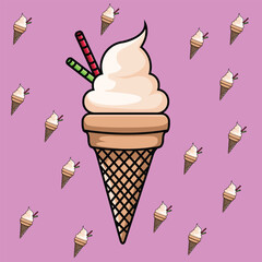 ice cream cone mascot vector