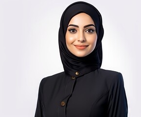 Beautiful Muslim woman wearing hijab isolated on plain background
