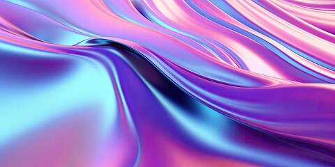 Obraz premium Abstract metallic holographic fluid wavy background for futuristic background